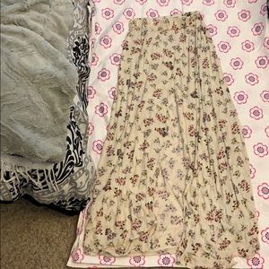 Cream colored floral maxi skirt with thigh split